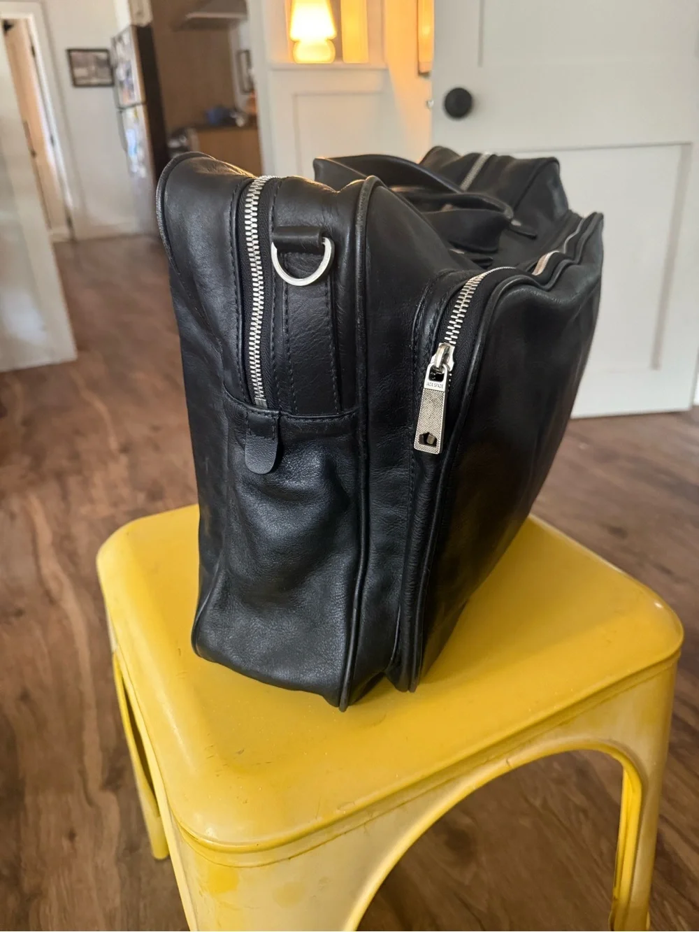 JACK SPADE Black Leather Messenger Bag